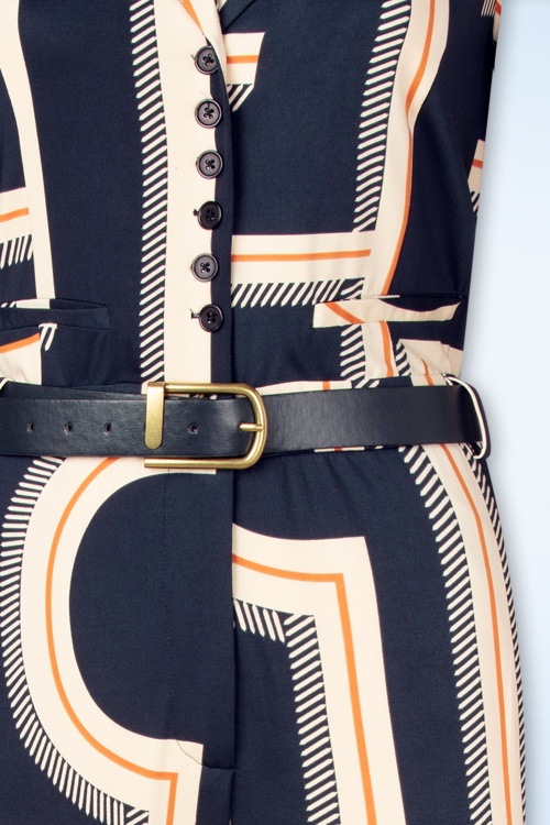 K-Design - Michelle Graphic jumpsuit in navy en crème 2