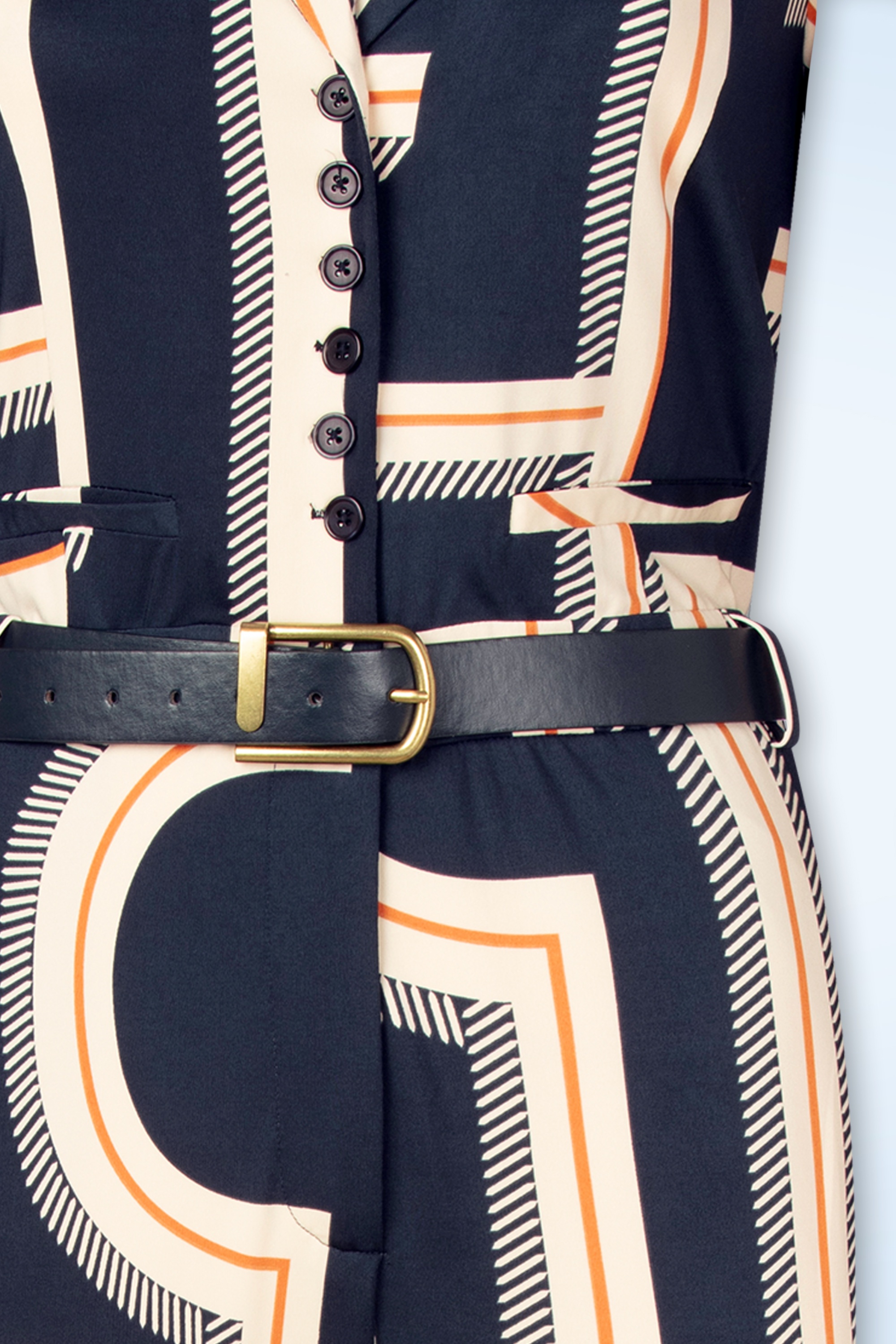 K-Design - Michelle Graphic jumpsuit in navy en crème 2