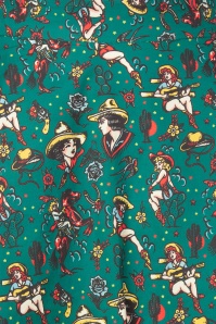 Queen Kerosin - Cow Girl swing rok in donkergroen 2