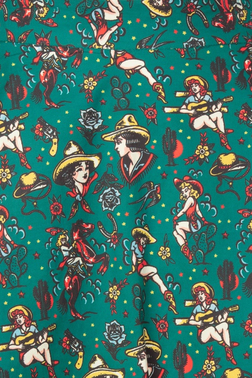 Queen Kerosin - Cow Girl swing rok in donkergroen 2