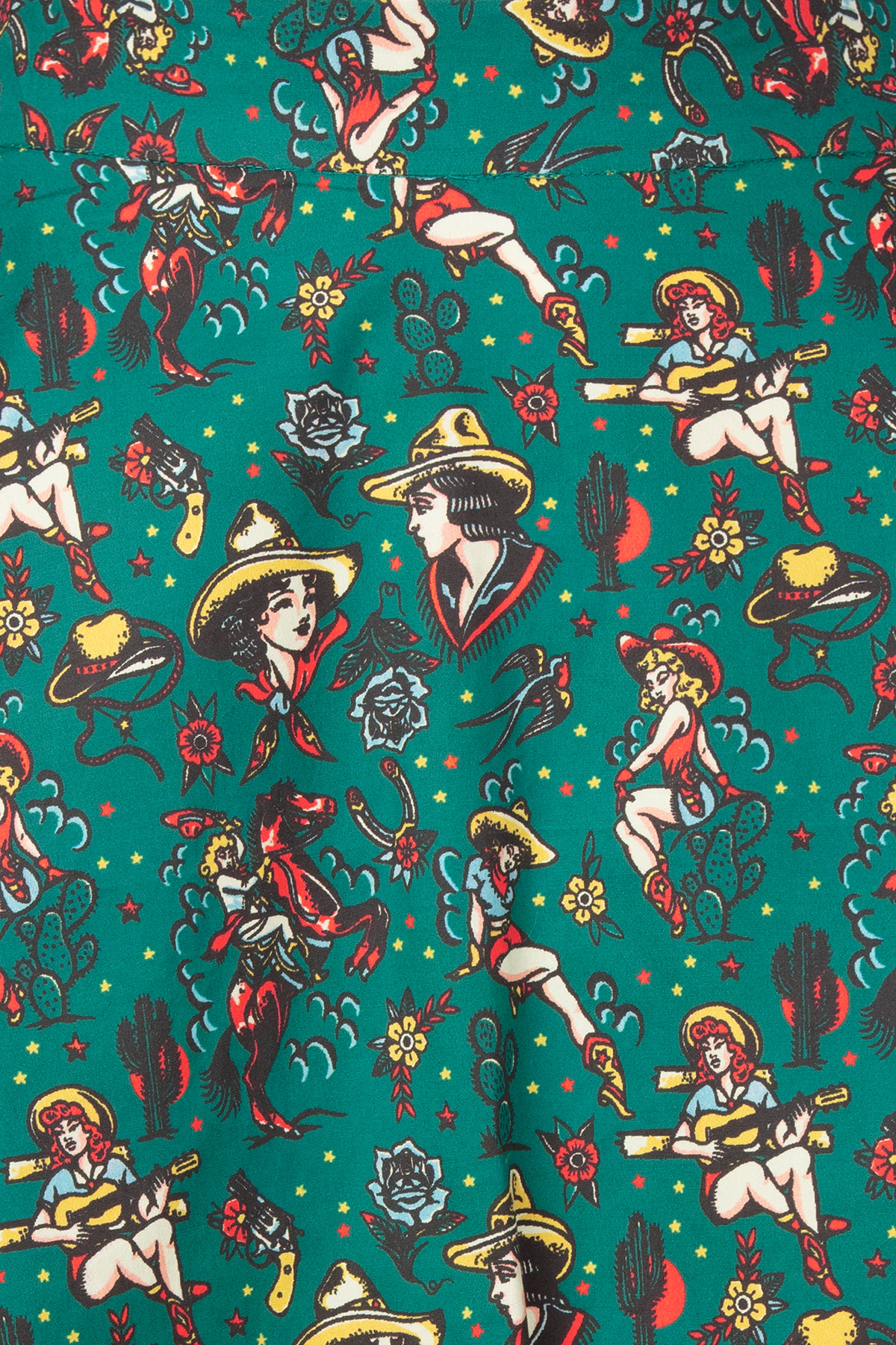 Queen Kerosin - Cow Girl swing rok in donkergroen 2