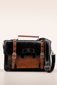 Banned Retro - Buckled and Bowed Messenger handtas in zwart 3