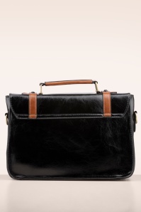 Banned Retro - Buckled and Bowed Messenger handtas in zwart 4