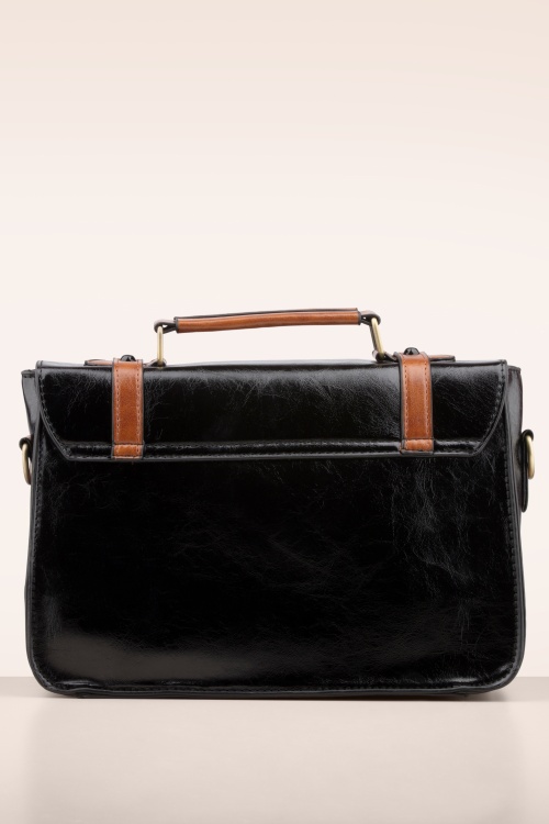 Banned Retro - Buckled and Bowed Messenger handtas in zwart 4