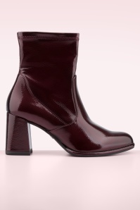 Tamaris - Piper Patent Block Heel enkellaarsjes in wijnrood