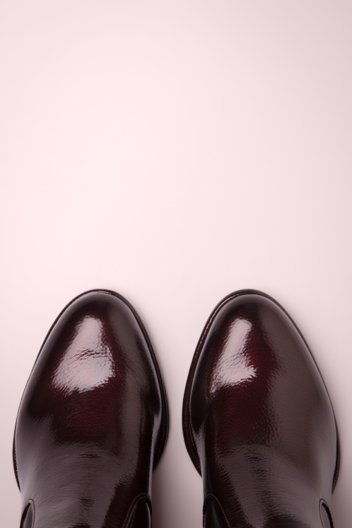 Tamaris - Piper Patent Block Heel enkellaarsjes in wijnrood 2