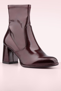 Tamaris - Piper Patent Block Heel enkellaarsjes in wijnrood 3