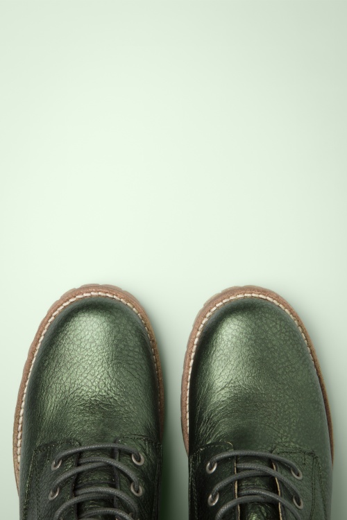 Grünbein - Nilla enkellaarsjes in metallic groen 2