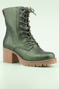 Grünbein - Nilla enkellaarsjes in metallic groen 3