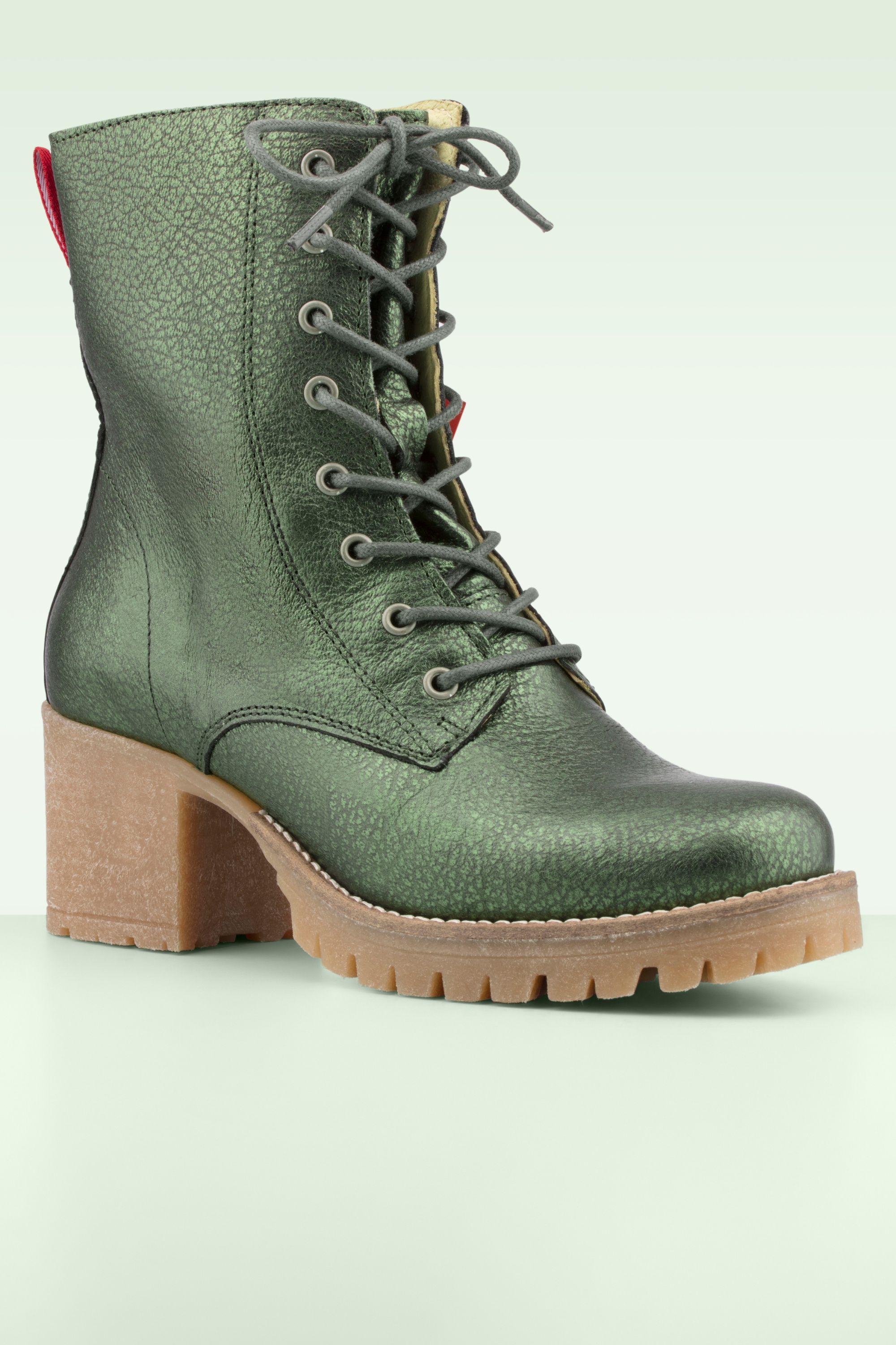 Grünbein - Nilla enkellaarsjes in metallic groen 3