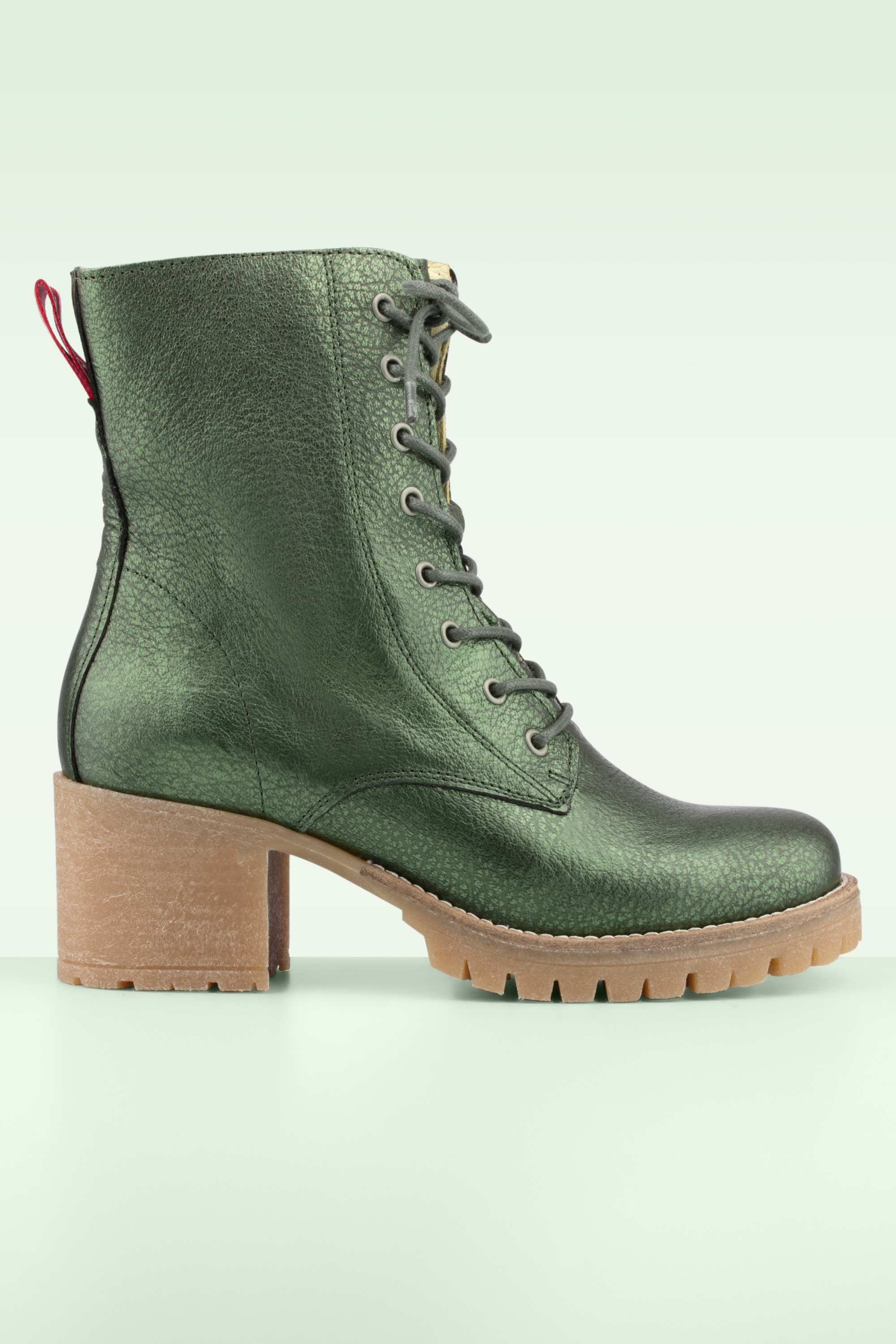 Grünbein - Nilla enkellaarsjes in metallic groen