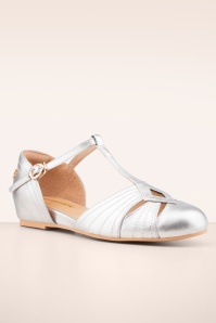 Charlie Stone - London t-strap flats in zilver 3