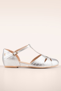 Charlie Stone - London t-strap flats in zilver