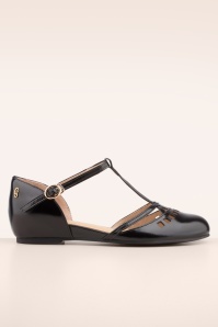 Charlie Stone - Valentina t-strap flats in zwart