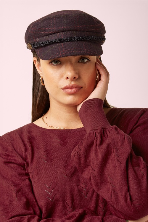 King Louie - Tweedy sailor cap in bordeaux rood 2