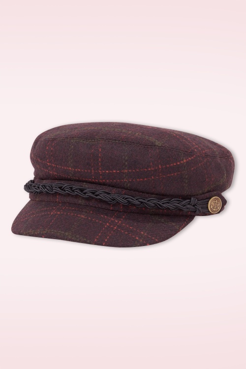 King Louie - Tweedy sailor cap in bordeaux rood