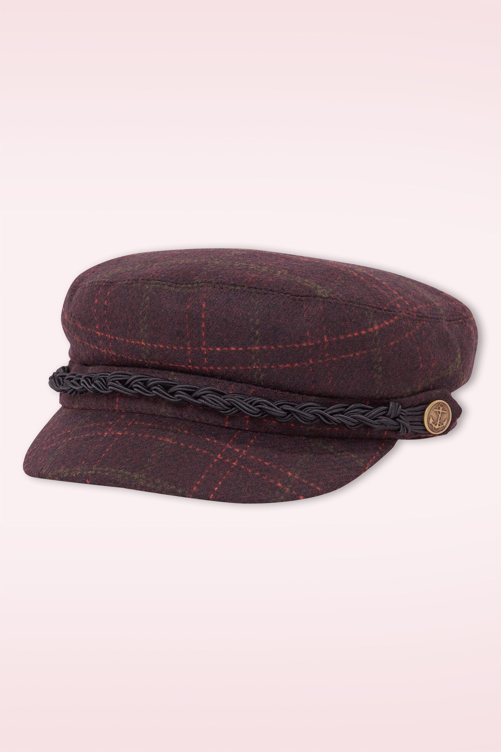 King Louie - Tweedy sailor cap in bordeaux rood