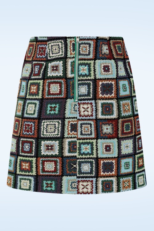 Louche - Aubin 70s Patch Jacquard mini rok in multi 3