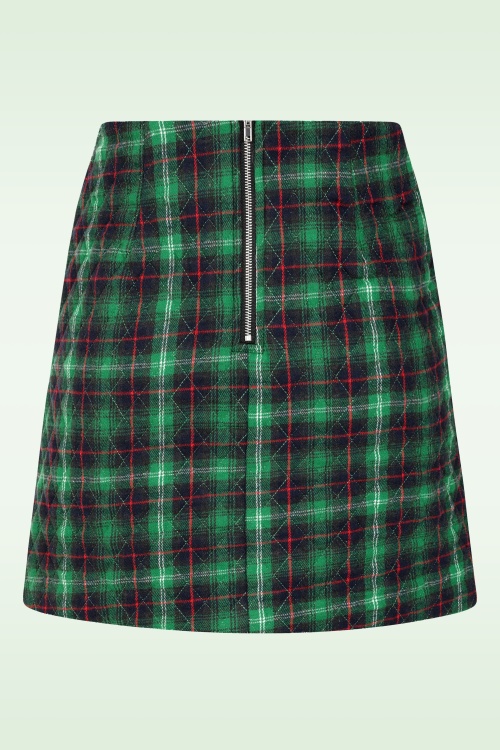 Louche - Aubin Winter Check mini rok in groen 4