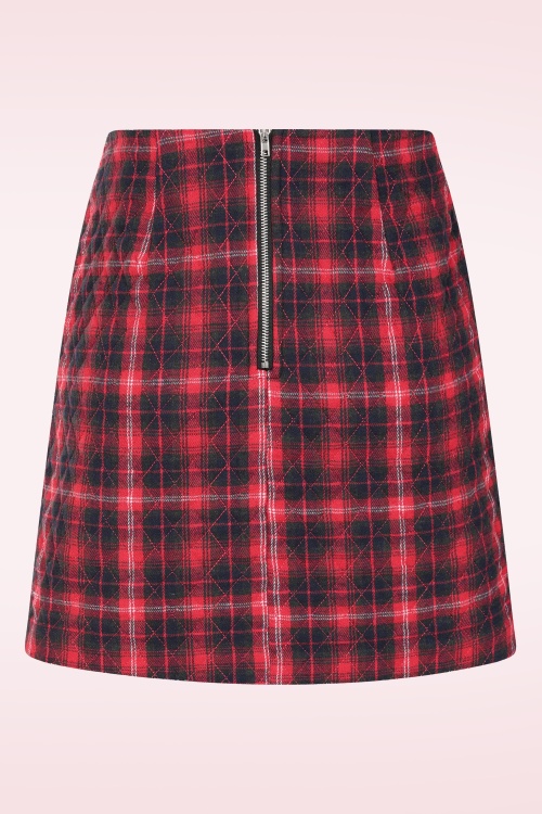 Louche - Aubin Winter Check mini rok in rood 3