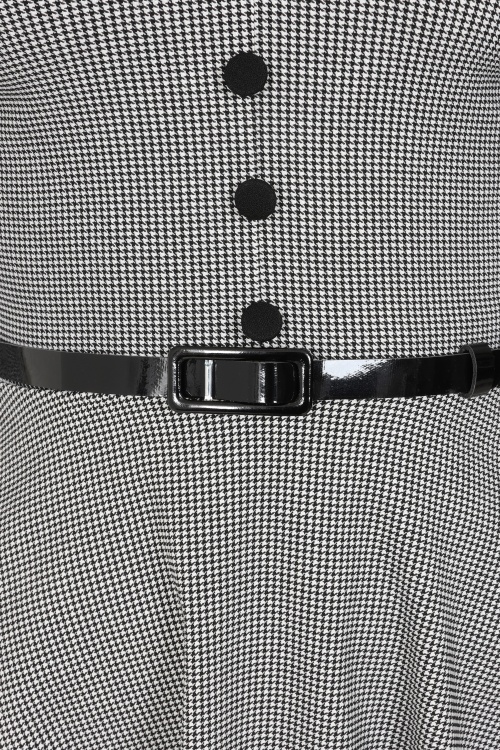 Vintage Chic for Topvintage - Topvintage exclusive ~ Arinde Pied de Poule swing jurk in zwart en wit 2