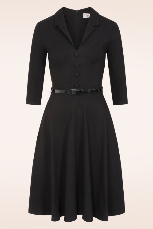 Vintage Chic for Topvintage - Topvintage exclusive ~ Arinde Textured swing jurk in zwart