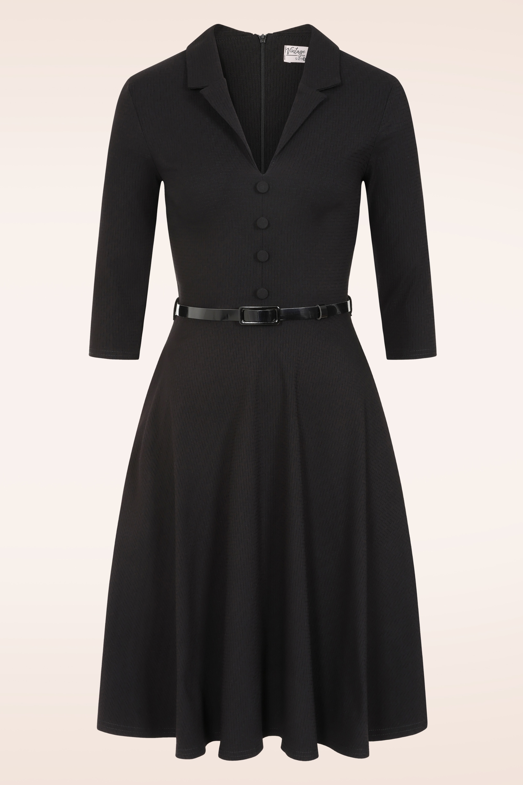 Vintage Chic for Topvintage - Topvintage exclusive ~ Arinde Textured swing jurk in zwart