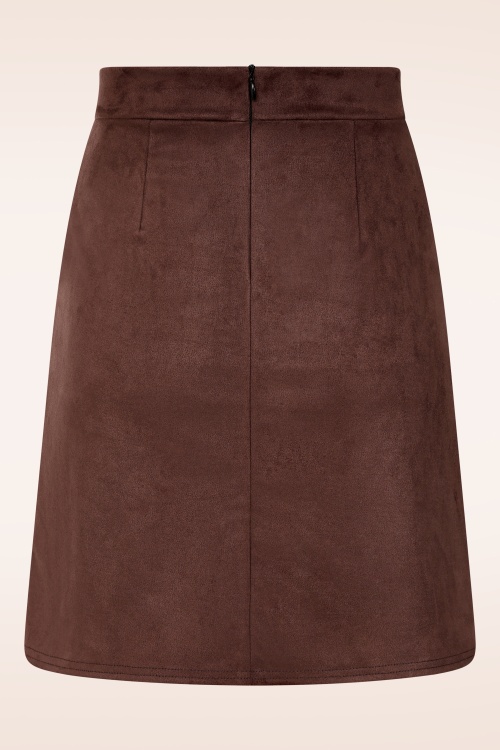 Vintage Chic for Topvintage - Topvintage exclusive ~ Edith Suede Look A lijn rok in chocoladebruin 4
