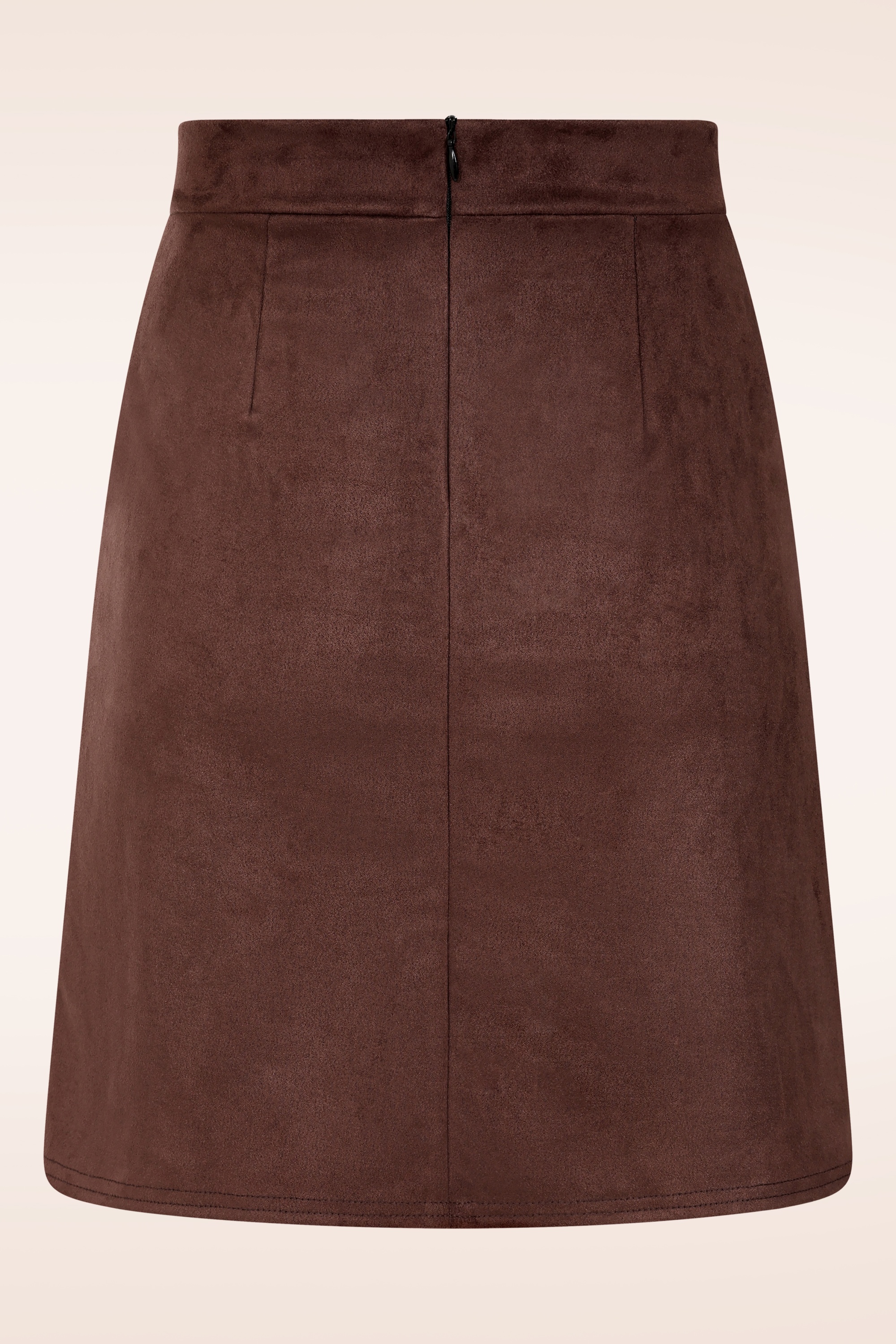 Vintage Chic for Topvintage - Topvintage exclusive ~ Edith Suede Look A lijn rok in chocoladebruin 4