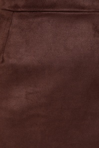 Vintage Chic for Topvintage - Topvintage exclusive ~ Edith Suede Look A lijn rok in chocoladebruin 3