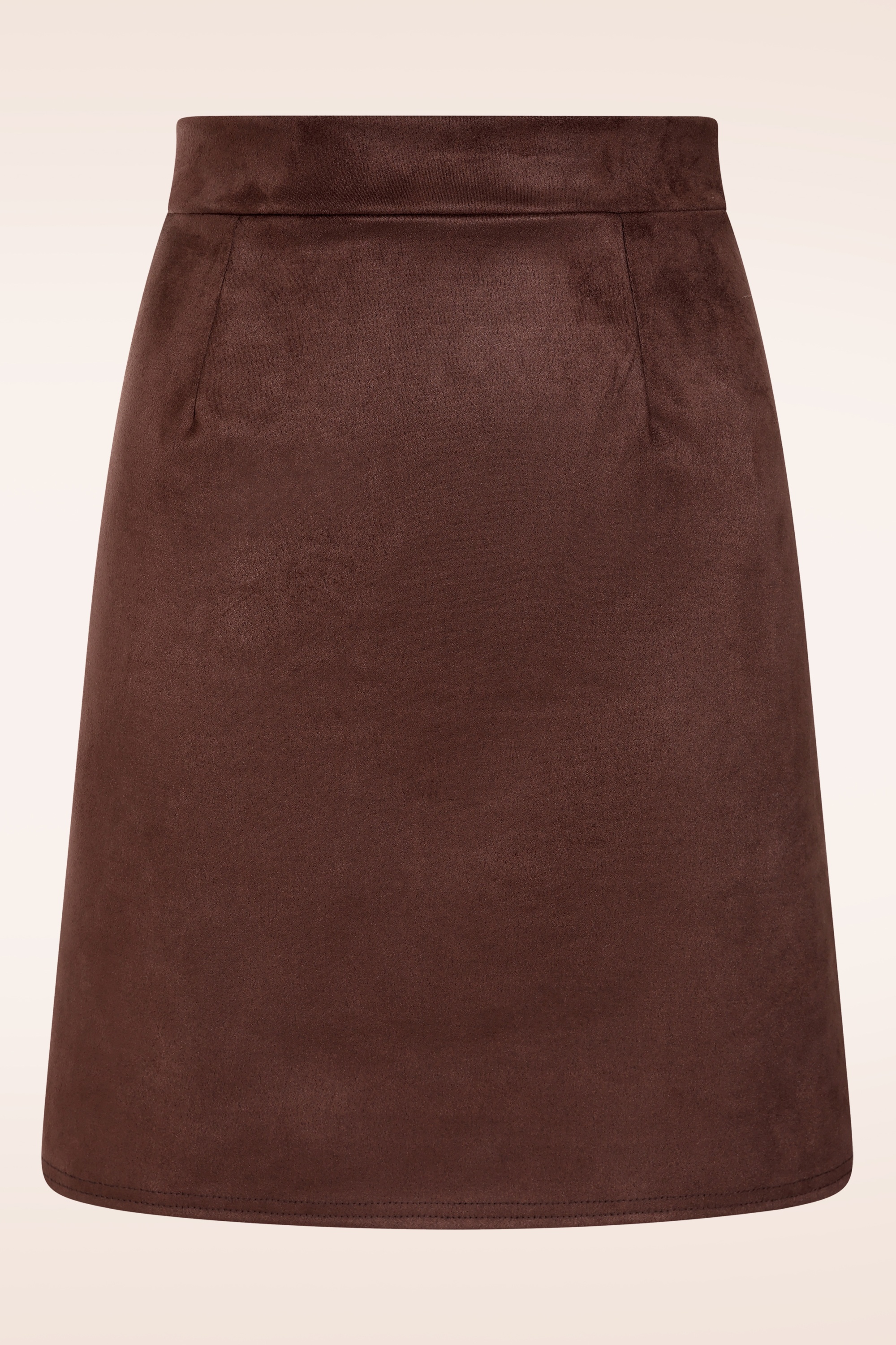 Vintage Chic for Topvintage - Topvintage exclusive ~ Edith Suede Look A lijn rok in chocoladebruin