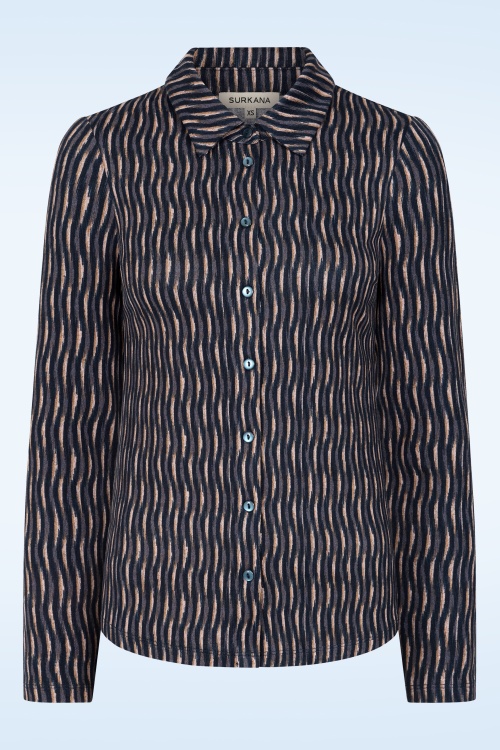 Surkana - Sue Wave print blouse in blauw