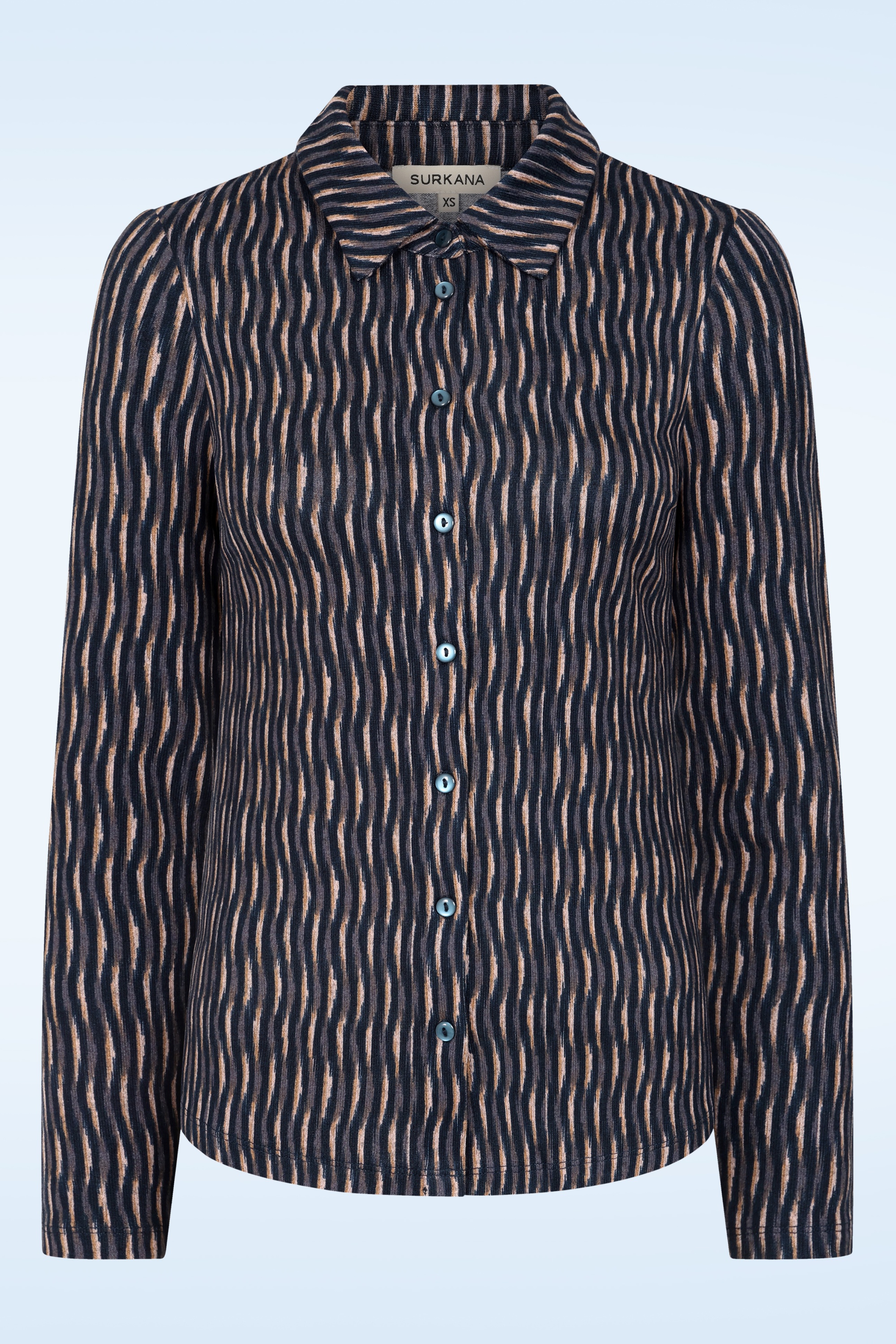Surkana - Sue Wave print blouse in blauw