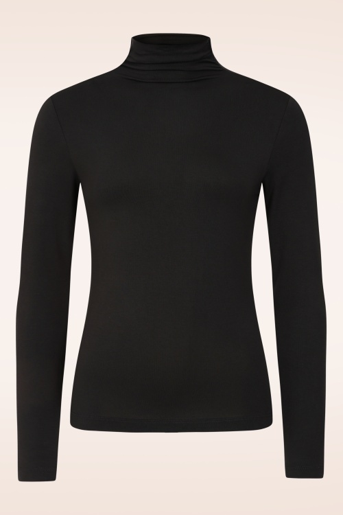 Surkana - Teagan bamboo top met col in zwart