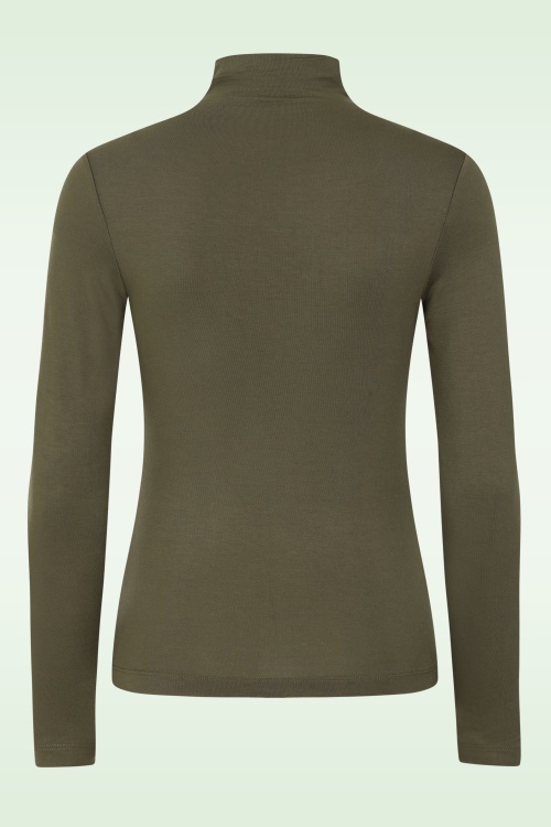 Surkana - Teagan bamboe top met col in khaki  3