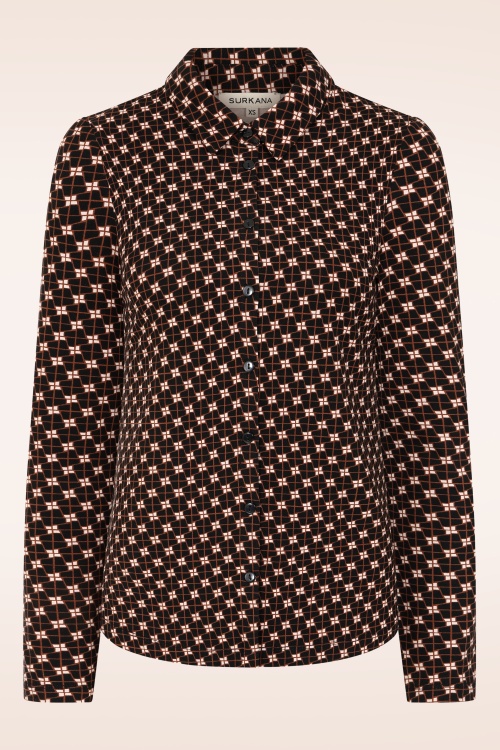 Surkana - Sadie blouse met grafische print in zwart en multi