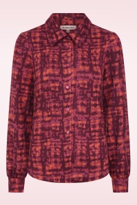 Surkana - Scarlett blouse met grafische print in maroon 