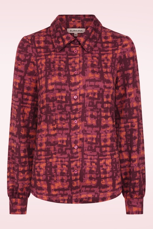 Surkana - Scarlett blouse met grafische print in maroon 