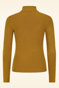 Surkana - Regina rib top met col in okergeel  4