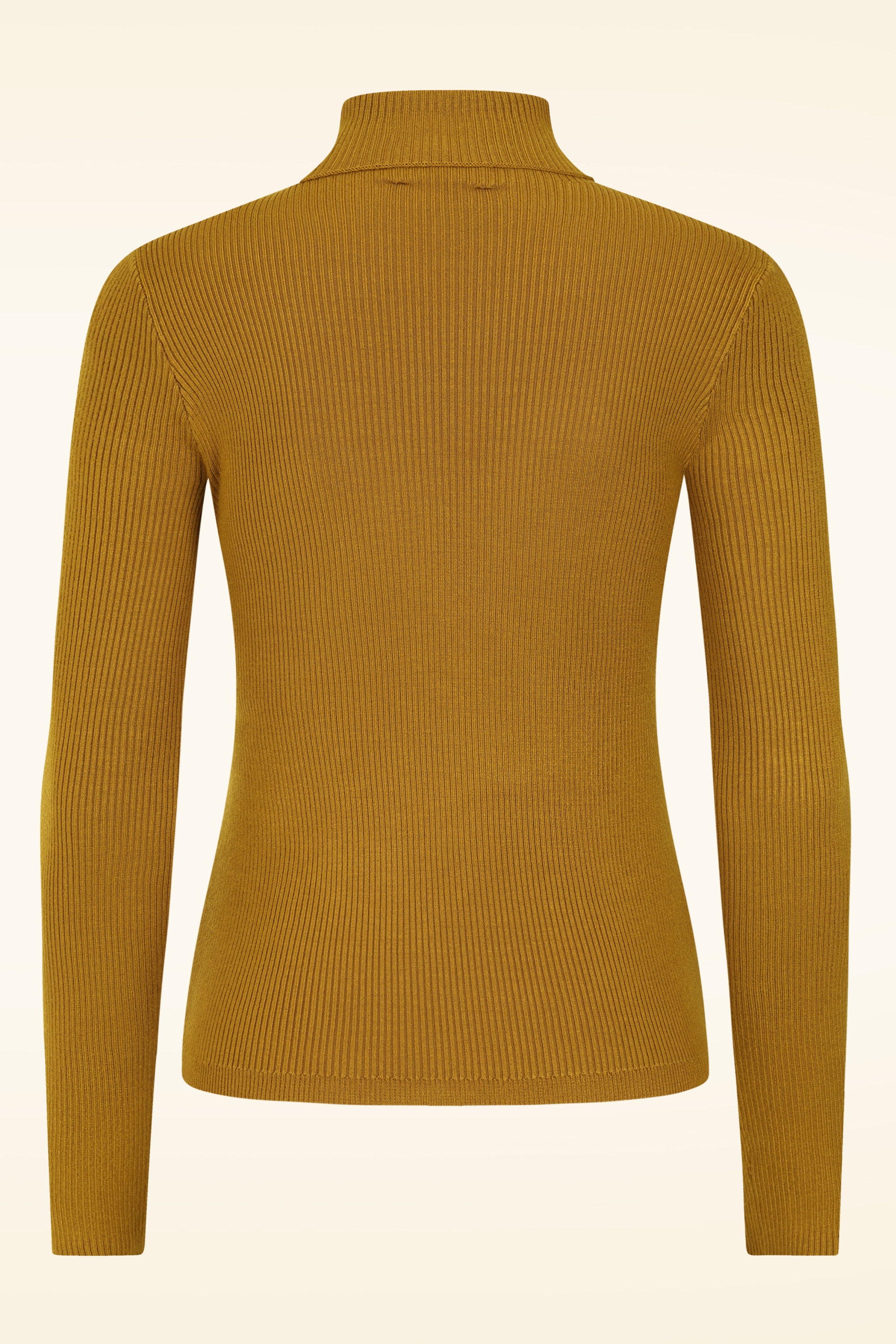 Surkana - Regina rib top met col in okergeel  4