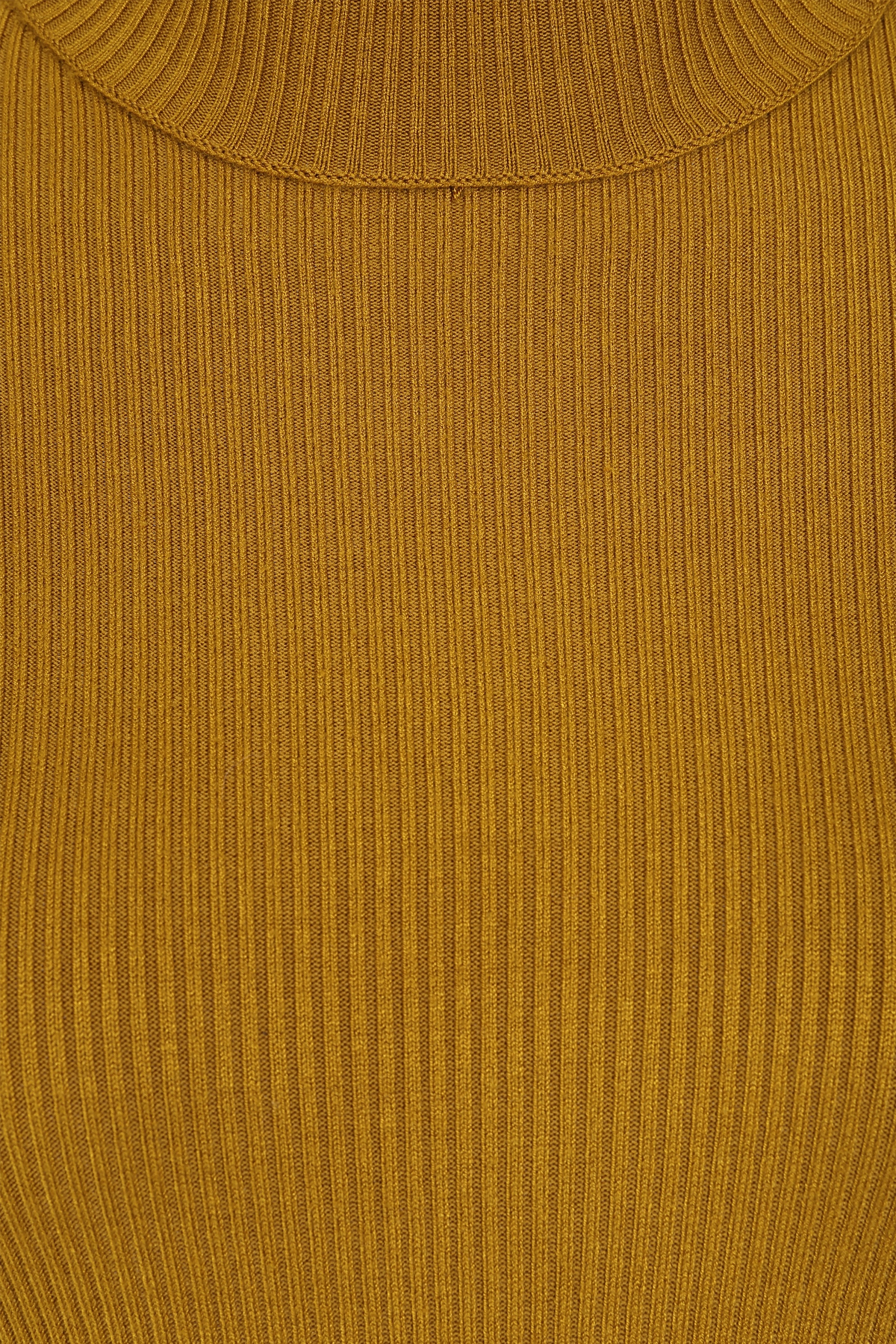 Surkana - Regina rib top met col in okergeel  3