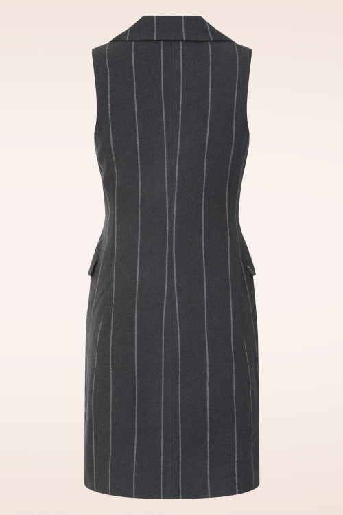 Surkana - Pipa Sleeveless Pinstripe blazer jurk in donkergrijs 3