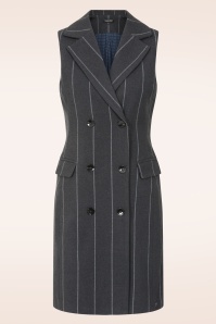 Surkana - Pipa Sleeveless Pinstripe blazer jurk in donkergrijs