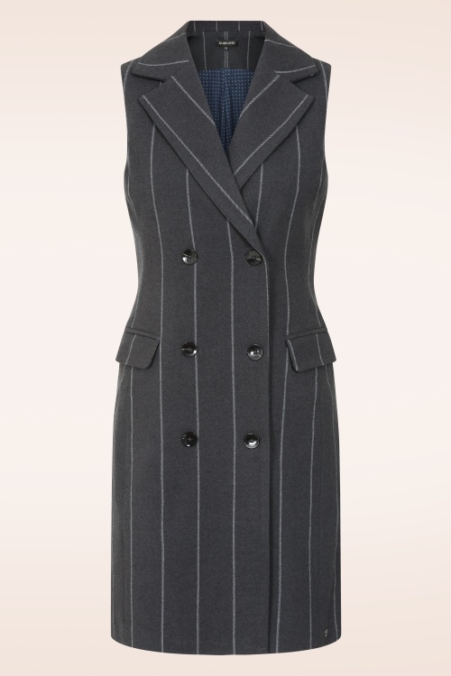 Surkana - Pipa Sleeveless Pinstripe blazer jurk in donkergrijs