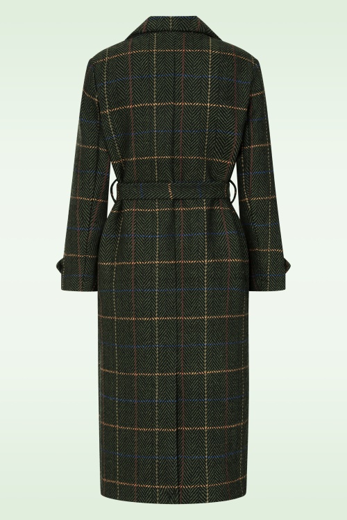 Surkana - Cassie Herringbone Check jas in kakigroen 3