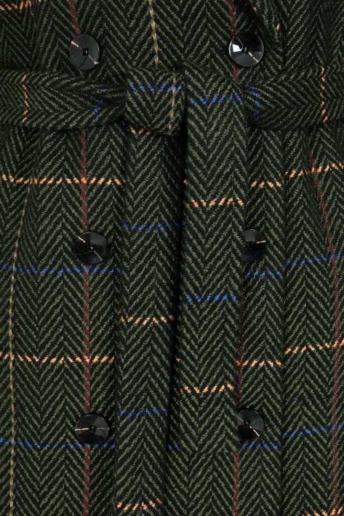 Surkana - Cassie Herringbone Check jas in kakigroen 2