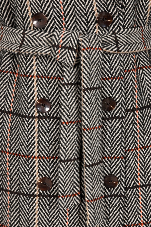 Surkana - Cassie Herringbone Check jas in beige 3