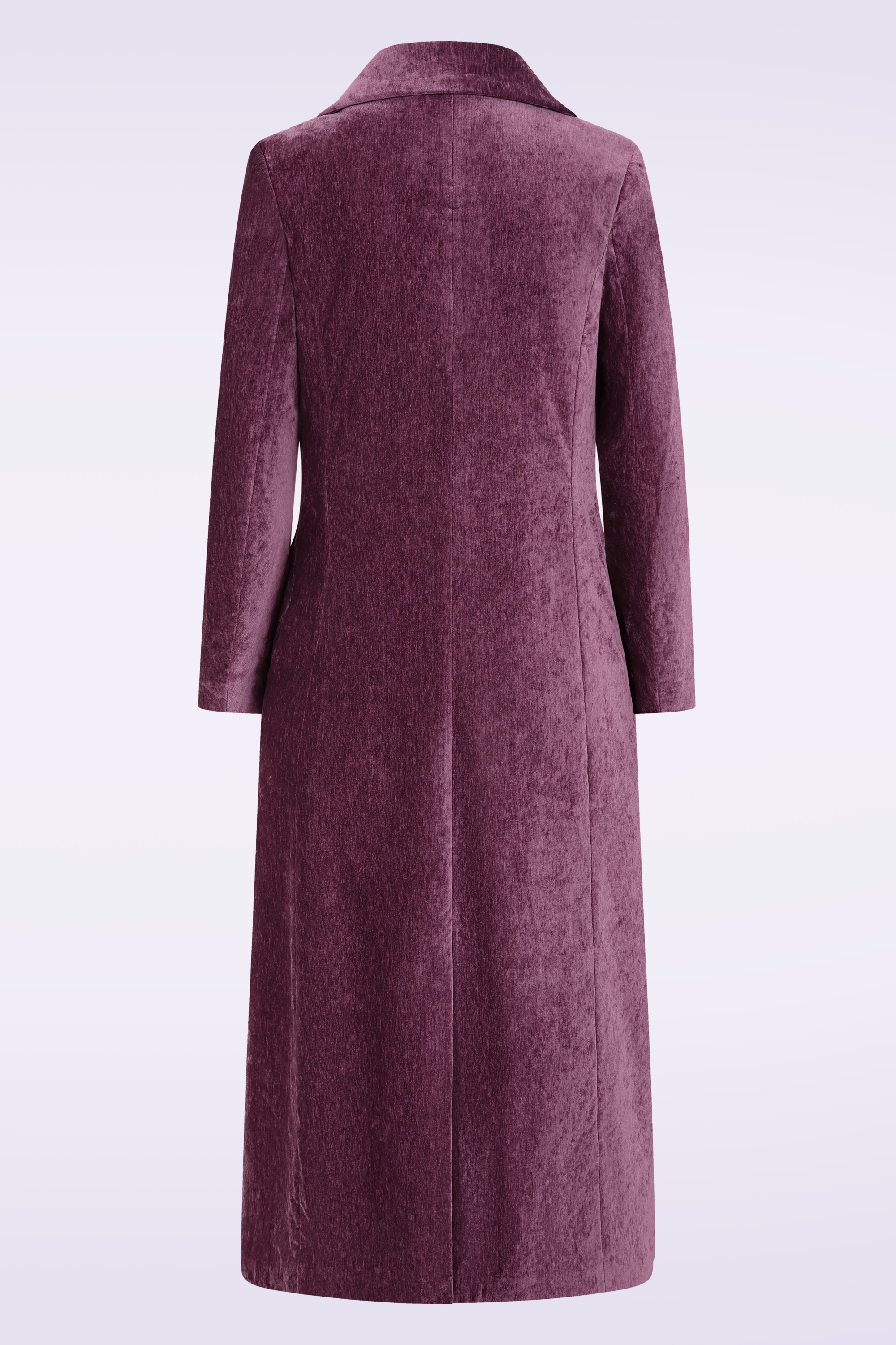 Surkana - Cassie lange fluwelen jas in pruimpaars 3