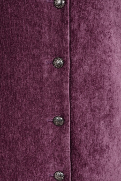 Surkana - Cassie lange fluwelen jas in pruimpaars 2