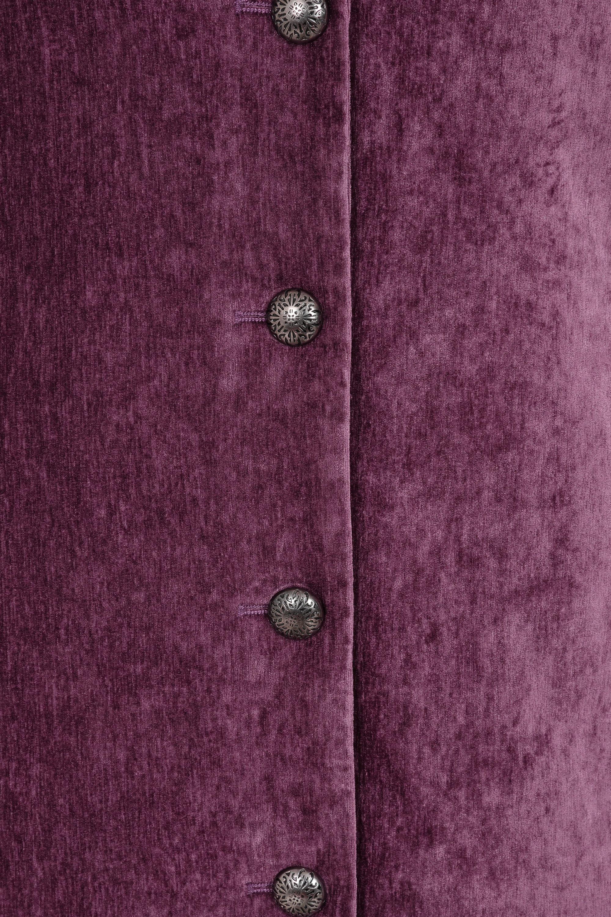 Surkana - Cassie lange fluwelen jas in pruimpaars 2